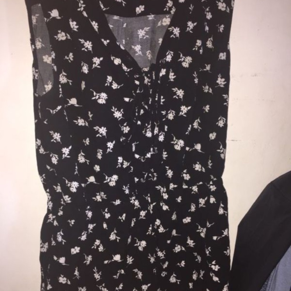 Black and white floral romper